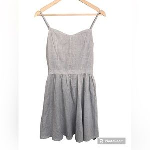 DONATING 03-15  gray empire‎ waist mini dress with polka dot detail